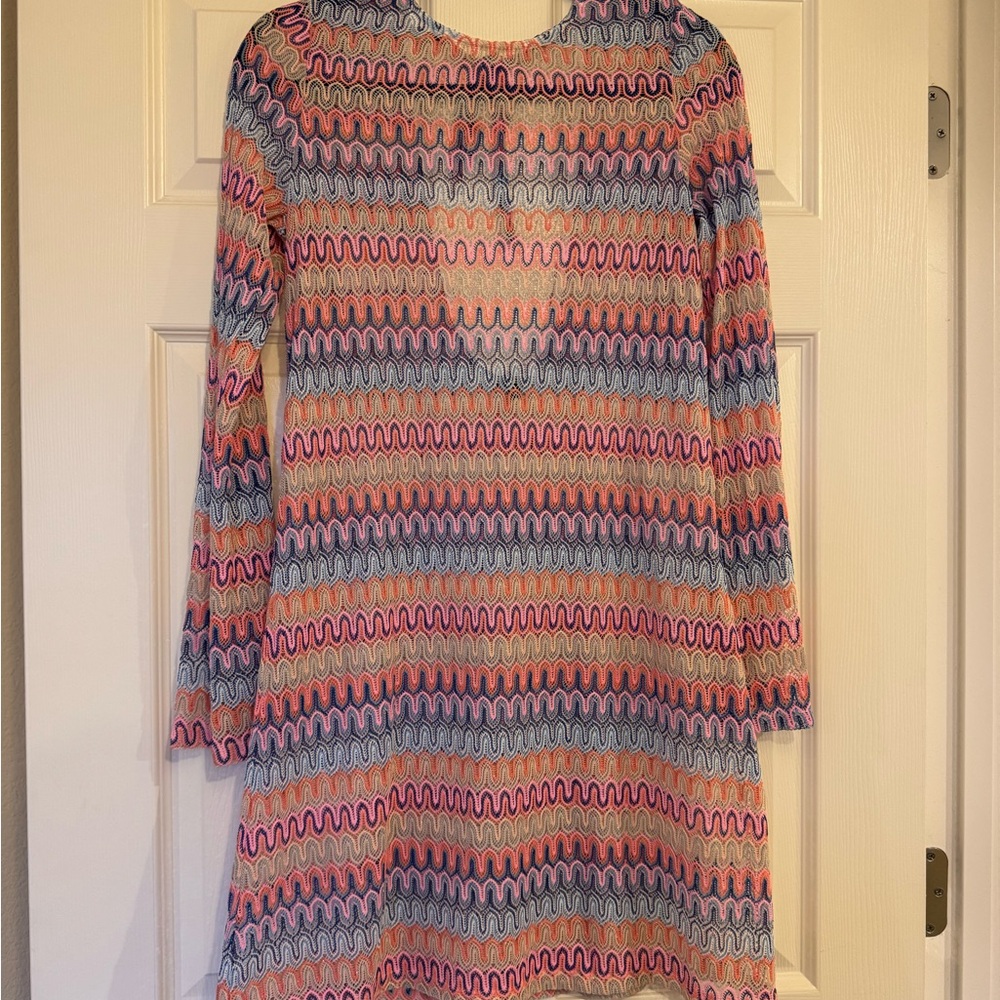 H&M Pink and Blue Wave Pattern Swim Coverup